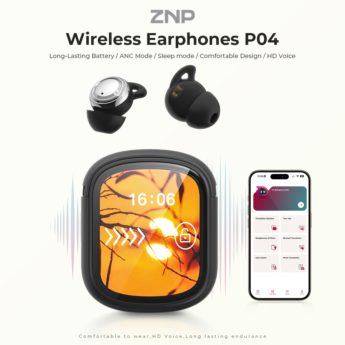 Audífonos ZNP P04 para Dormir  - Earbuds Charging Case reseña y precio